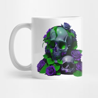 Aesthetic Skulls and Roses | Violet and Green Mug